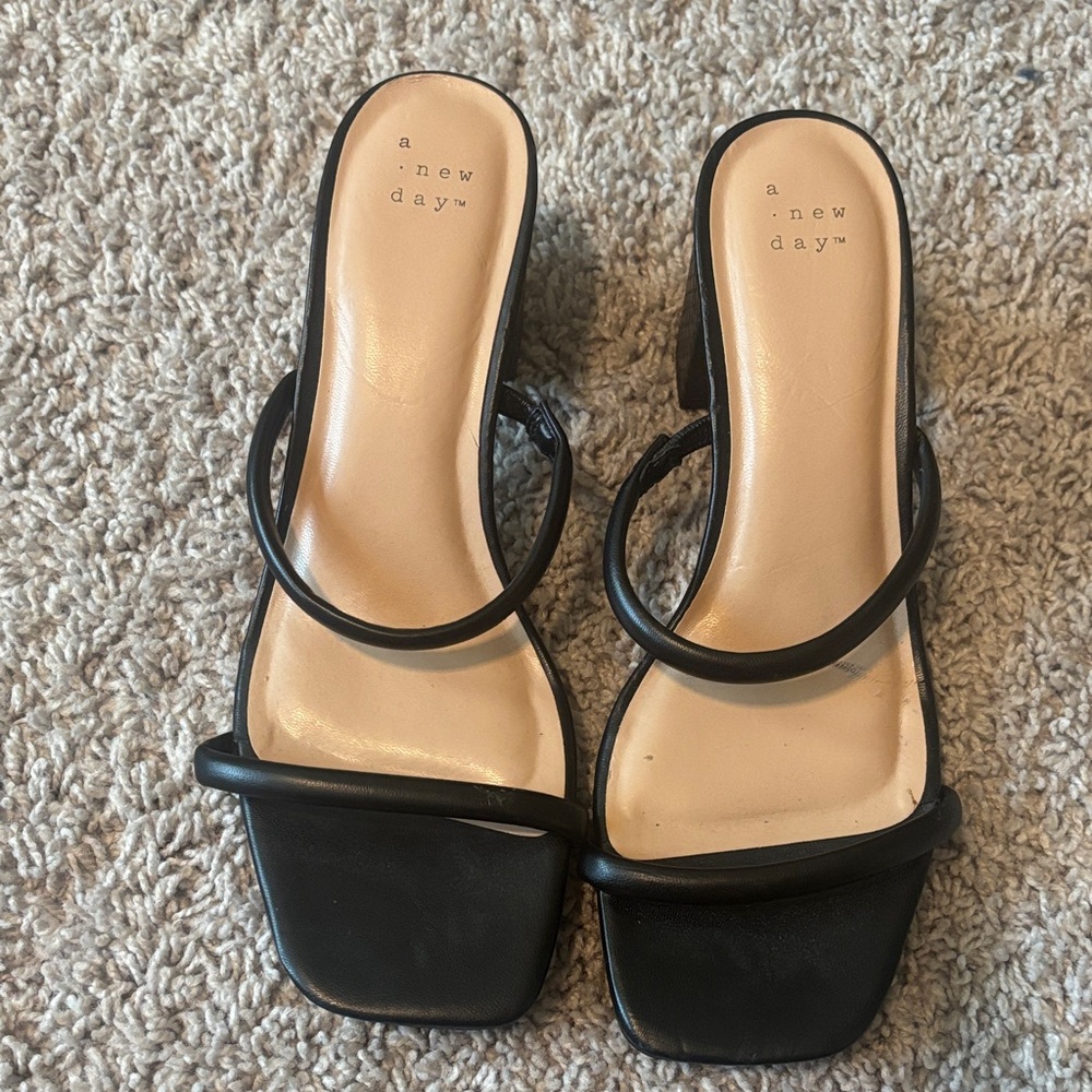A New Day Black Strappy Sandals